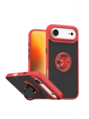 Newface Apple iPhone 17 Air Montreal Yüzüklü Silikon Kapak - Kırmızı