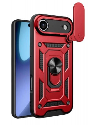 Newface Apple iPhone 17 Air Pars Lens Yüzüklü Silikon - Kırmızı