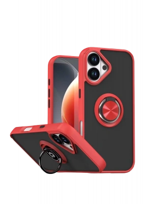 Newface Apple iPhone 17 Montreal Yüzüklü Silikon Kapak - Kırmızı