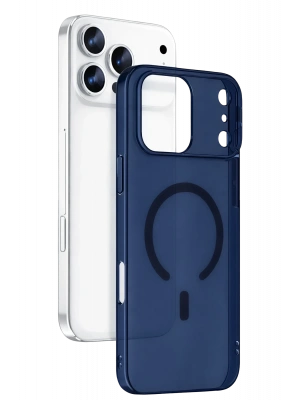 Newface Apple iPhone 17 Pro Combo Sert Şeffaf Magsafe Kapak - Mavi