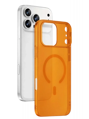 Newface Apple iPhone 17 Pro Combo Sert Şeffaf Magsafe Kapak - Turuncu