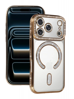 Newface Apple iPhone 17 Pro Joke Simli Magneticsafe Kılıf - Gold