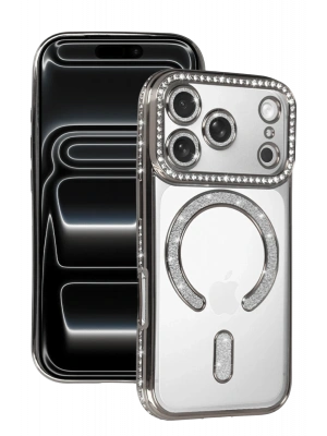 Newface Apple iPhone 17 Pro Joke Simli Magneticsafe Kılıf - Gümüş