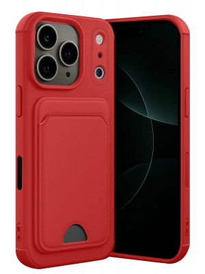 Newface Apple iPhone 17 Pro Kelvin Kartvizitli Silikon - Kırmızı