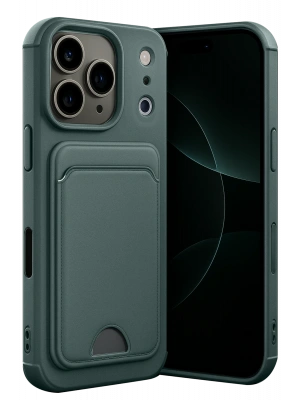 Newface Apple iPhone 17 Pro Kelvin Kartvizitli Silikon - Koyu Yeşil