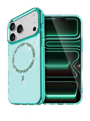 Newface Apple iPhone 17 Pro Live Diamond Magsafe Kapak - Yeşil