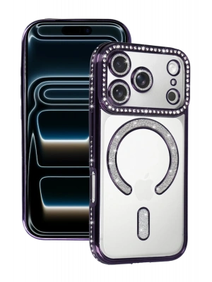 Newface Apple iPhone 17 Pro Max Joke Simli Magneticsafe Kılıf - Derin Mor