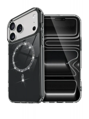 Newface Apple iPhone 17 Pro Max Live Diamond Magsafe Kapak - Siyah