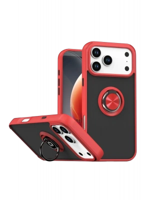 Newface Apple iPhone 17 Pro Max Montreal Yüzüklü Silikon Kapak - Kırmızı