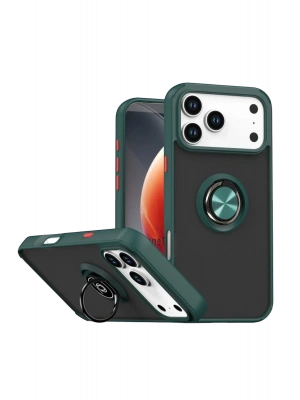 Newface Apple iPhone 17 Pro Max Montreal Yüzüklü Silikon Kapak - Yeşil