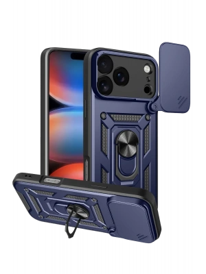 Newface Apple iPhone 17 Pro Max Pars Lens Yüzüklü Silikon - Lacivert