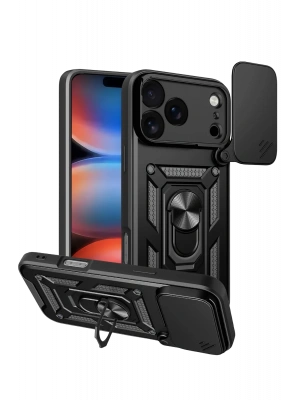 Newface Apple iPhone 17 Pro Max Pars Lens Yüzüklü Silikon - Siyah