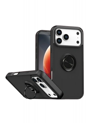 Newface Apple iPhone 17 Pro Montreal Yüzüklü Silikon Kapak - Siyah