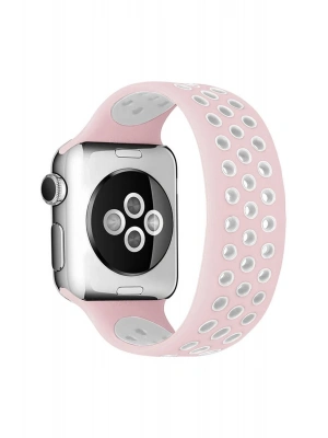 Newface Apple Watch 38mm Ayarlı Delikli Silikon Kordon - Pembe-Beyaz