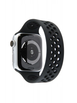 Newface Apple Watch 38mm Ayarlı Delikli Silikon Kordon - Siyah-Siyah