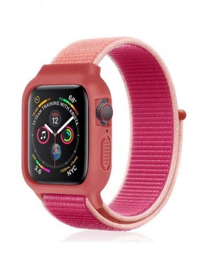 Newface Apple Watch 38mm Hasırlı Cırtcırtlı Kasalı Kordon - Mor