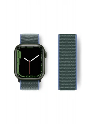 Newface Apple Watch 38mm Hasırlı Cırtcırtlı Kordon - Mavi-Yeşil