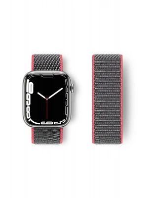 Newface Apple Watch 38mm Hasırlı Cırtcırtlı Kordon - Pembe