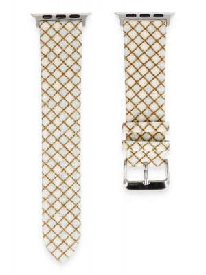 Newface Apple Watch 38mm Karo Motif Kordon - Mavi