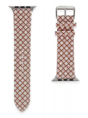 Newface Apple Watch 38mm Karo Motif Kordon - Pembe