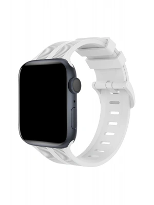 Newface Apple Watch 38mm KR408 Çizgili Silikon Kordon - Beyaz