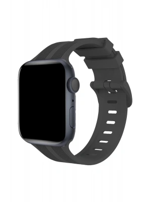 Newface Apple Watch 38mm KR408 Çizgili Silikon Kordon - Koyu Gri
