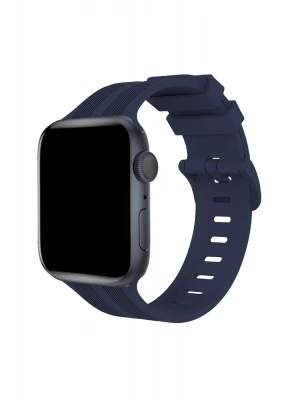 Newface Apple Watch 38mm KR408 Çizgili Silikon Kordon - Lacivert