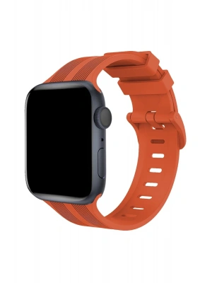 Newface Apple Watch 38mm KR408 Çizgili Silikon Kordon - Turuncu