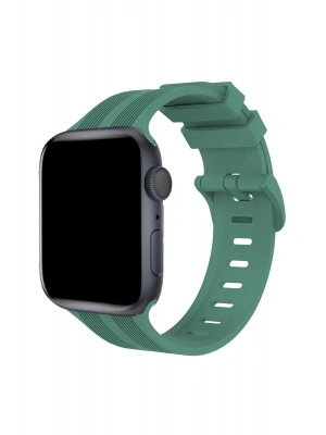 Newface Apple Watch 38mm KR408 Çizgili Silikon Kordon - Yeşil