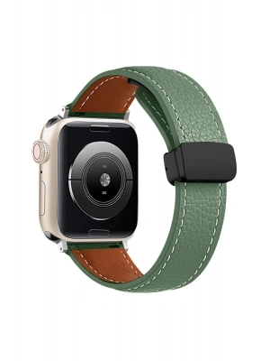 Newface Apple Watch 38mm KR414 Daks Deri Kordon - Koyu Yeşil