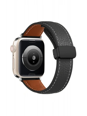 Newface Apple Watch 38mm KR414 Daks Deri Kordon - Siyah