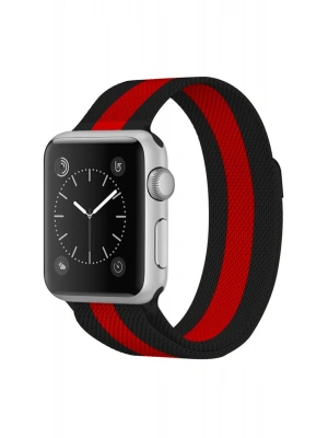 Newface Apple Watch 38mm Metal Mıknatıslı Kordon - Siyah-Kırmızı