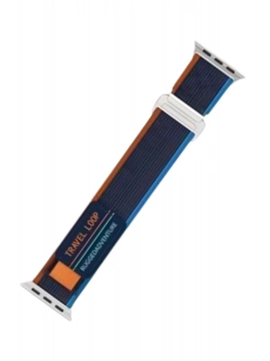 Newface Apple Watch 42mm Alice Kumaş Kordon - Mavi-Turuncu