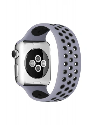 Newface Apple Watch 42mm Ayarlı Delikli Silikon Kordon - Gri-Siyah