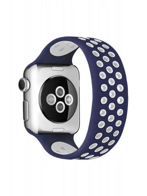 Newface Apple Watch 42mm Ayarlı Delikli Silikon Kordon - Lacivert-Beyaz