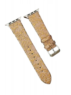 Newface Apple Watch 42mm Creeper Desenli Kordon - Gold