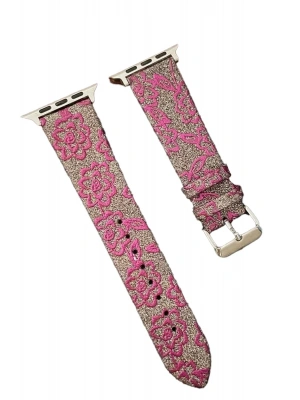 Newface Apple Watch 42mm Creeper Desenli Kordon - Pembe