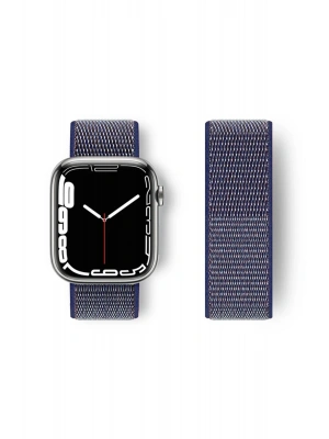 Newface Apple Watch 42mm Hasırlı Cırtcırtlı Kordon - Lacivert