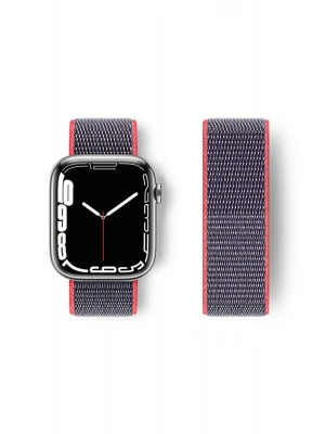 Newface Apple Watch 42mm Hasırlı Cırtcırtlı Kordon - Pembe