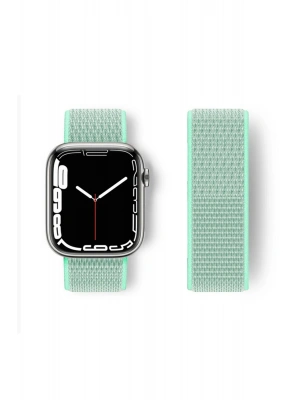Newface Apple Watch 42mm Hasırlı Cırtcırtlı Kordon - Turkuaz