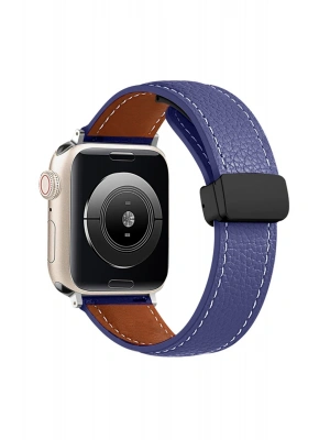 Newface Apple Watch 42mm KR414 Daks Deri Kordon - Lacivert