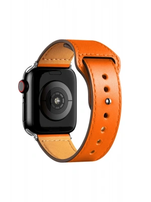 Newface Apple Watch 42mm KR415 Luaz Deri Kordon - Turuncu