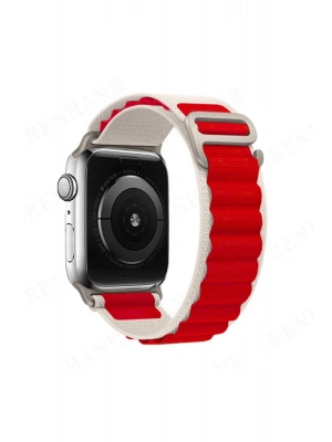 Newface Apple Watch 42mm Mountain Kordon - Beyaz-Kırmızı