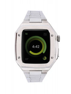 Newface Apple Watch 44mm Metal Petek Kasalı Kordon - Gümüş