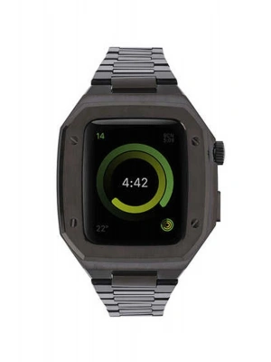 Newface Apple Watch 44mm Metal Petek Kasalı Kordon - Siyah