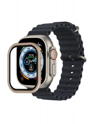 Newface Apple Watch Ultra 49mm Alüminyum Kasa Cam Ekran Koruyucu - Gold