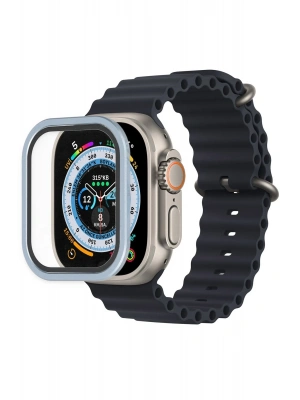 Newface Apple Watch Ultra 49mm Alüminyum Kasa Cam Ekran Koruyucu - Mavi