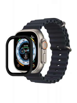 Newface Apple Watch Ultra 49mm Alüminyum Kasa Cam Ekran Koruyucu - Siyah