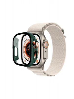 Newface Apple Watch Ultra 49mm Desert Camlı Kasa Ekran Koruyucu - Koyu Yeşil