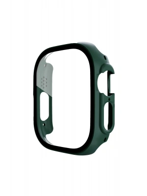Newface Apple Watch Ultra 49mm Desert Camlı Kasa Ekran Koruyucu - Koyu Yeşil